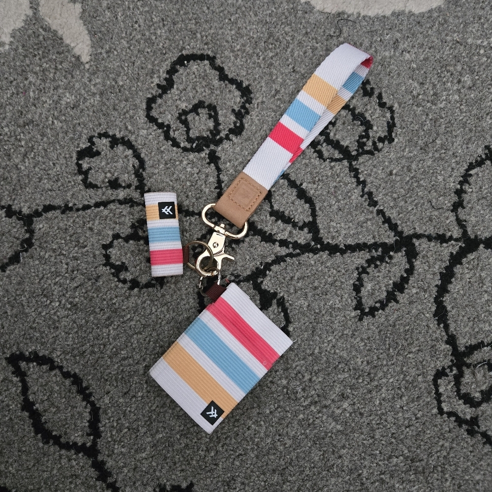 ๐ Colorful Striped Lanyard and Card Holder - Picture 1 of 3